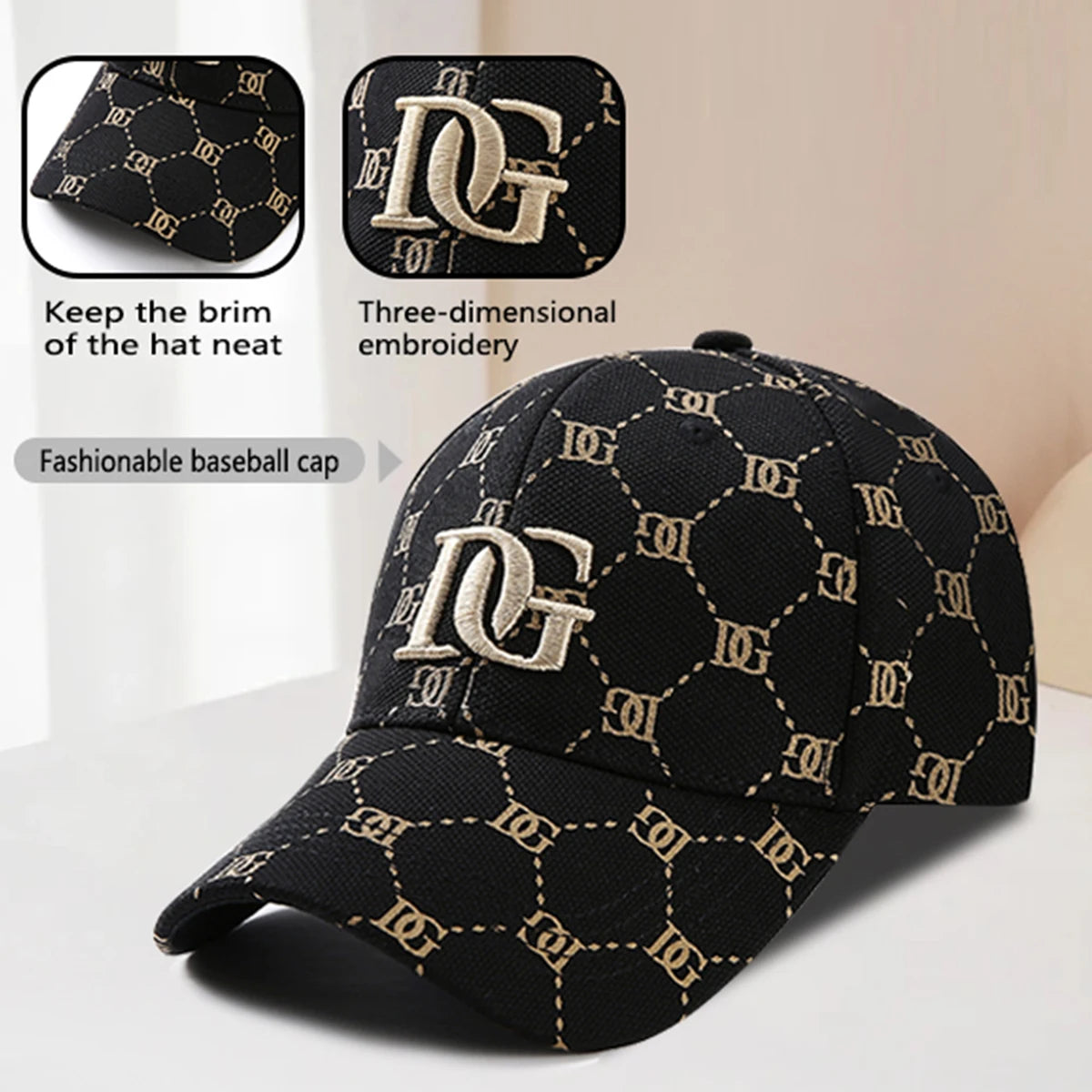 Luxury Monogram Jacquard Baseball Cap – 3D Embroidered Initial Sun Hat