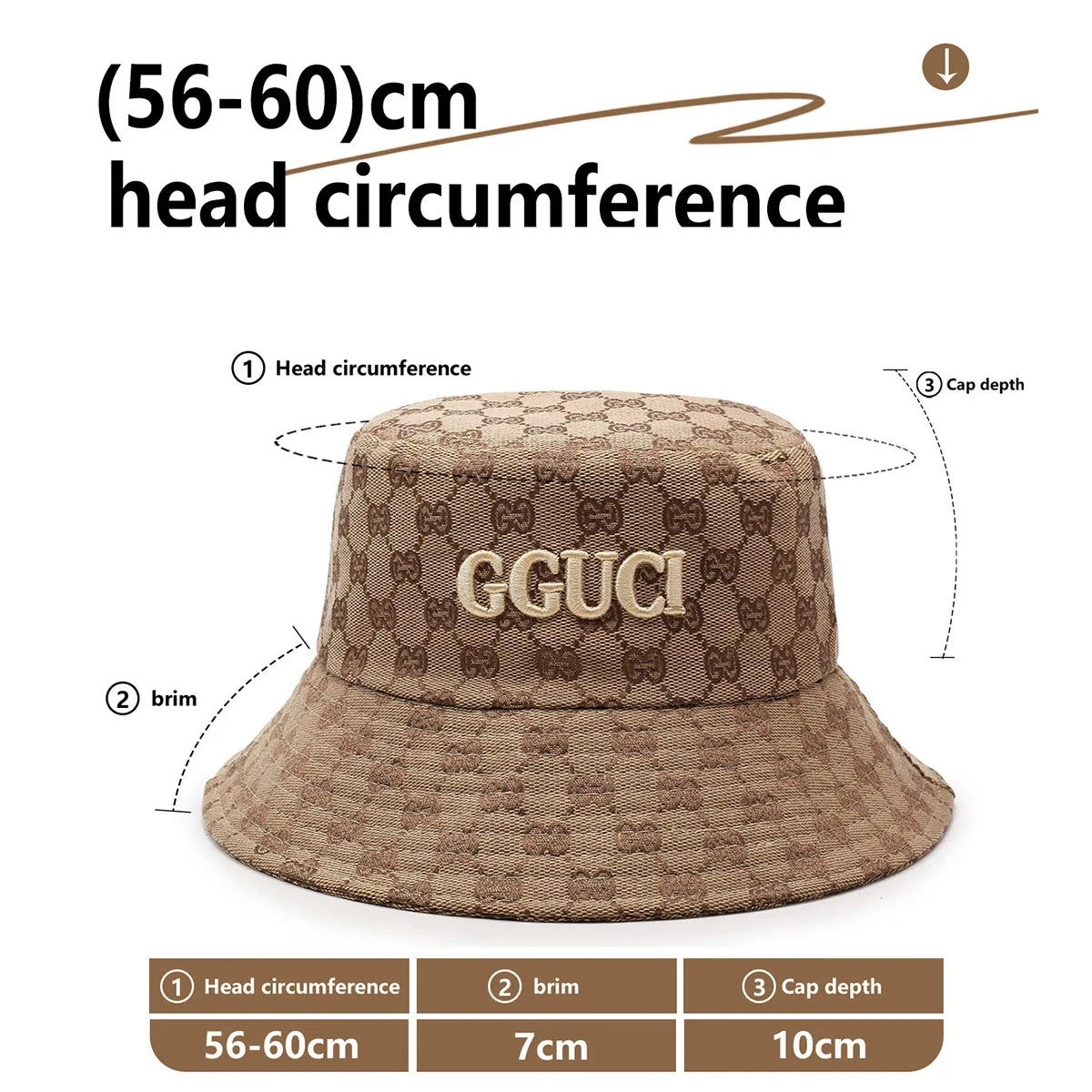 Luxury Monogram Jacquard Bucket Hat – 3D Embroidered Sun Fisherman Cap