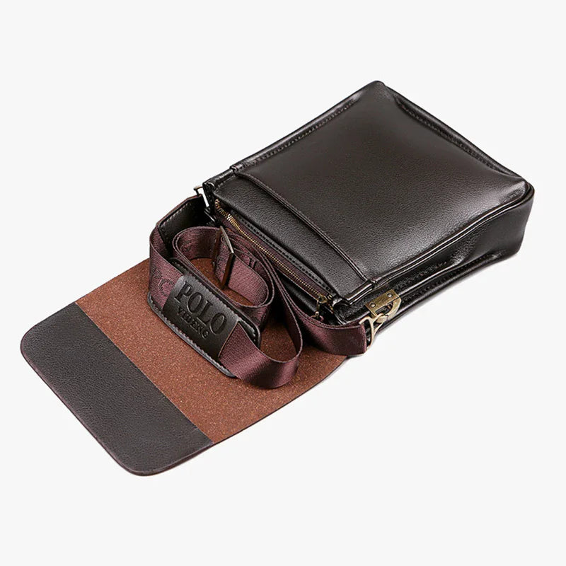 Men’s Vintage Leather Crossbody Bag – Compact Messenger Shoulder Bag for Daily Travel & Work