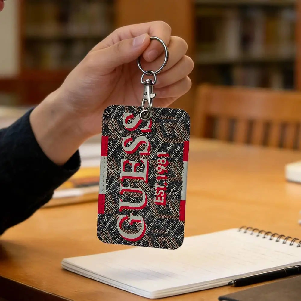 Slim Monogram Card Holder Keychain with Metal Lobster Clasp