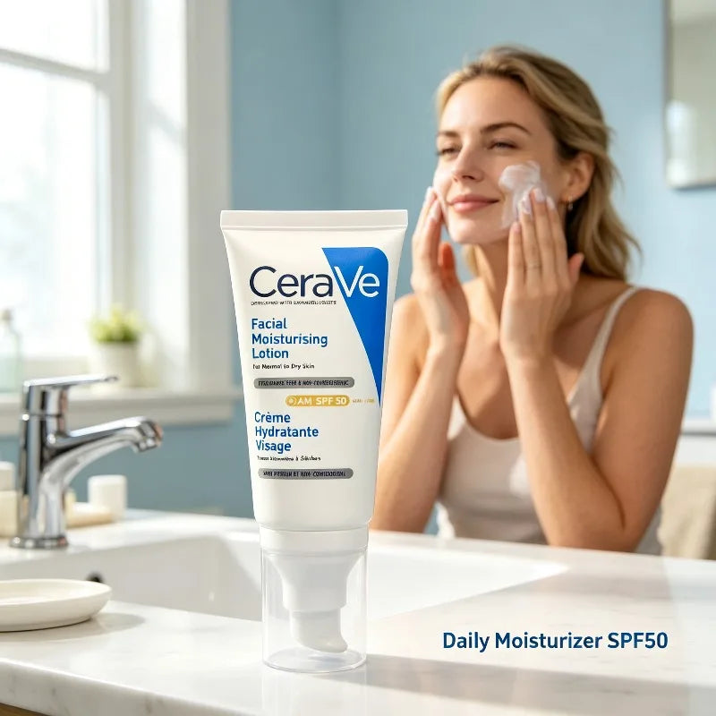CeraVe AM Facial Moisturising Lotion SPF 50 – Daily Hydrating Face Cream with Ceramides & Hyaluronic Acid (50ml / 1.69 fl oz)