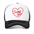 Guess Love Graphic Heart Trucker Hat – Breathable Mesh Snapback Cap