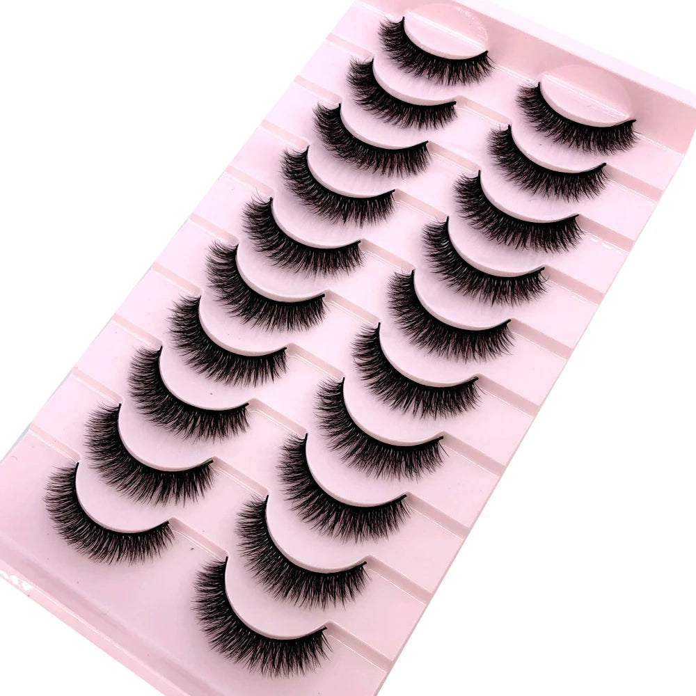 AMSDEN® 10 Pairs Dramatic Volume Faux Mink Eyelashes - Fluffy & Wispy False Lashes Bulk Pack