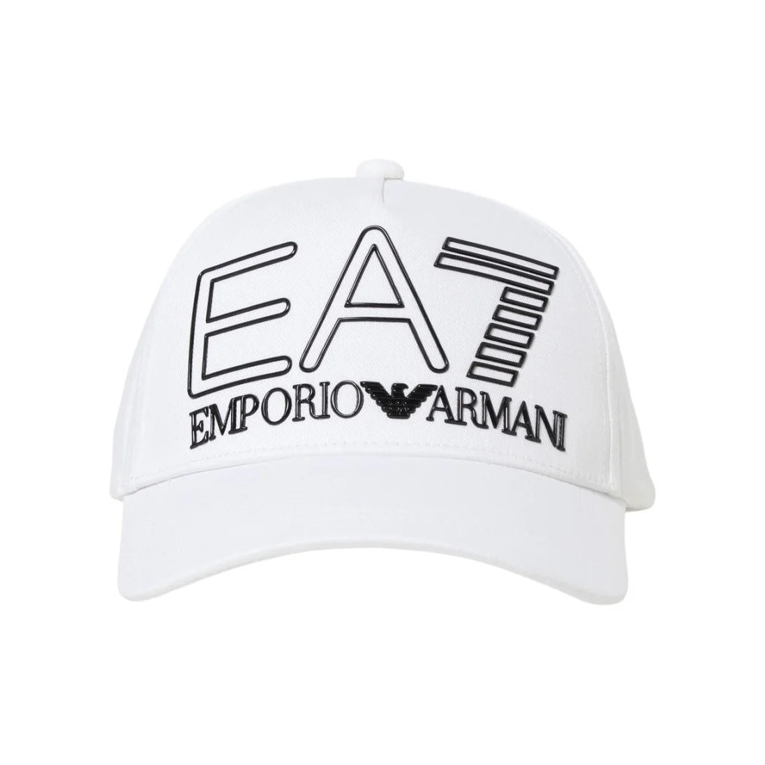 EA7 Emporio Armani Men's Classic Logo Baseball Cap – White Cotton Adjustable Curved Brim Hat