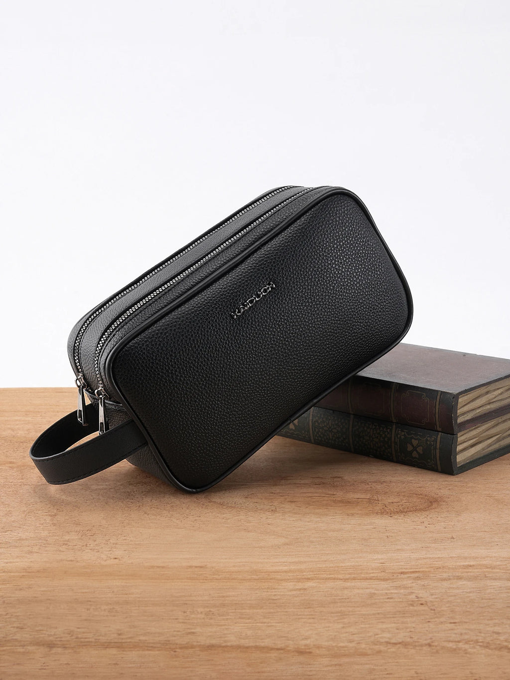 Kaiduch Premium Dual-Zip Leather Toiletry & Clutch Bag