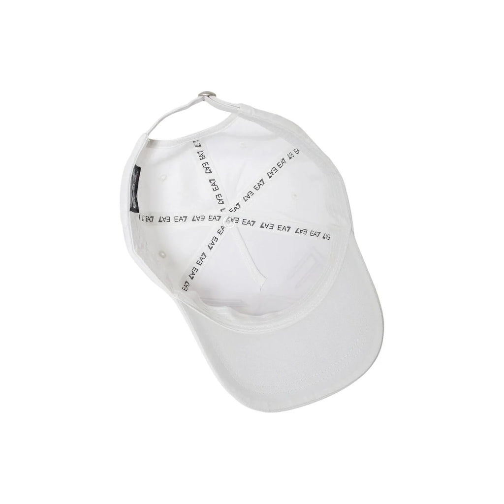 EA7 Emporio Armani Men's Classic Logo Baseball Cap – White Cotton Adjustable Curved Brim Hat