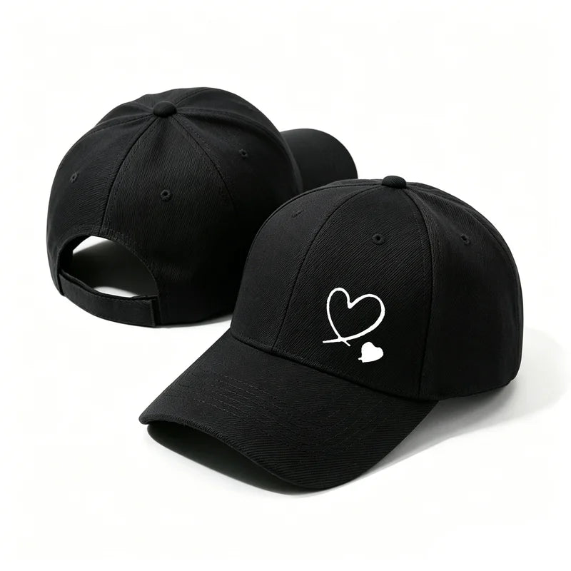 Minimalist Double Heart Embroidered Baseball Cap – Unisex Adjustable Cotton Dad Hat