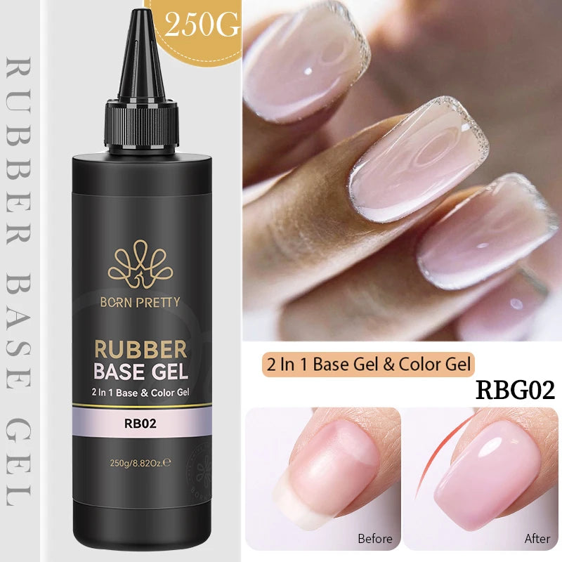 BORN PRETTY 250g Rubber Base Gel Refill – 2-in-1 Builder & Color Base Coat