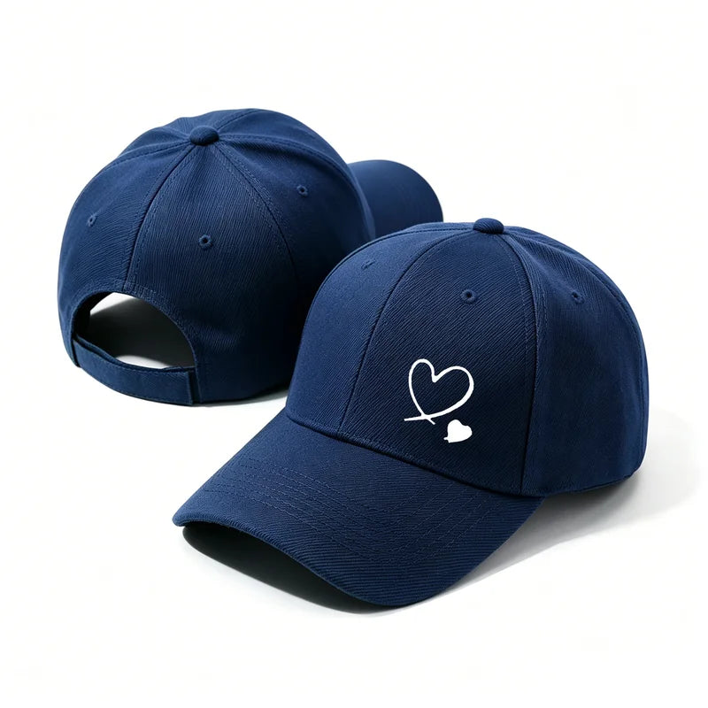 Minimalist Double Heart Embroidered Baseball Cap – Unisex Adjustable Cotton Dad Hat
