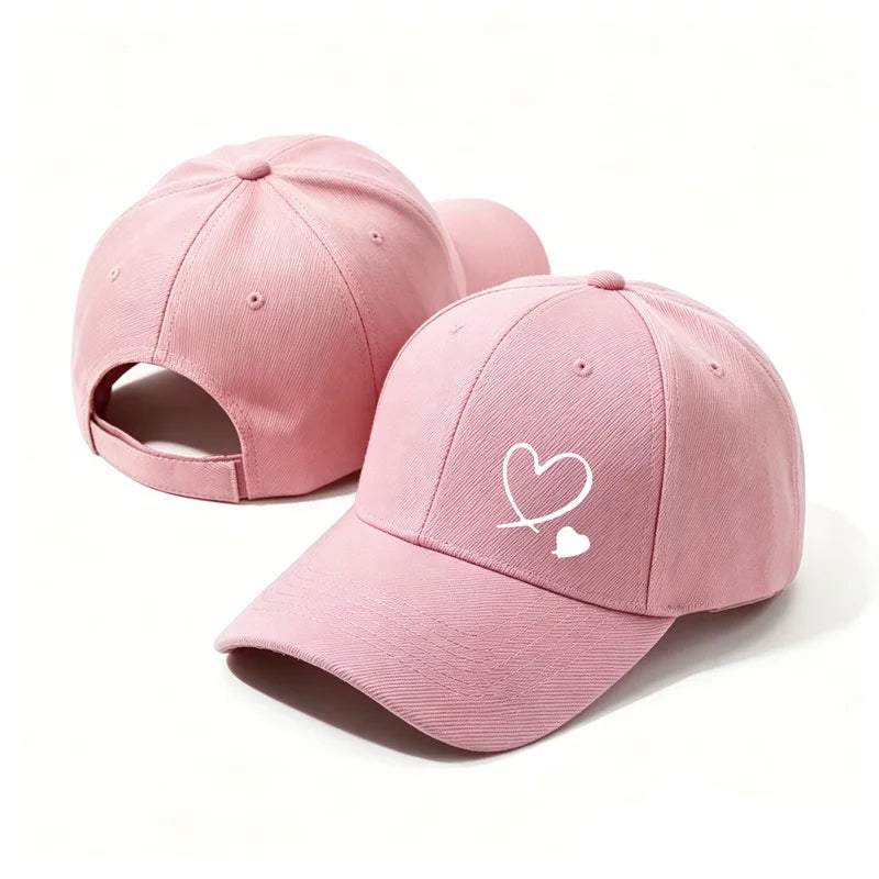 Minimalist Double Heart Embroidered Baseball Cap – Unisex Adjustable Cotton Dad Hat