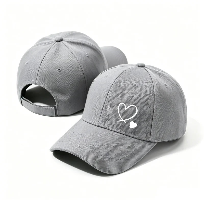 Minimalist Double Heart Embroidered Baseball Cap – Unisex Adjustable Cotton Dad Hat