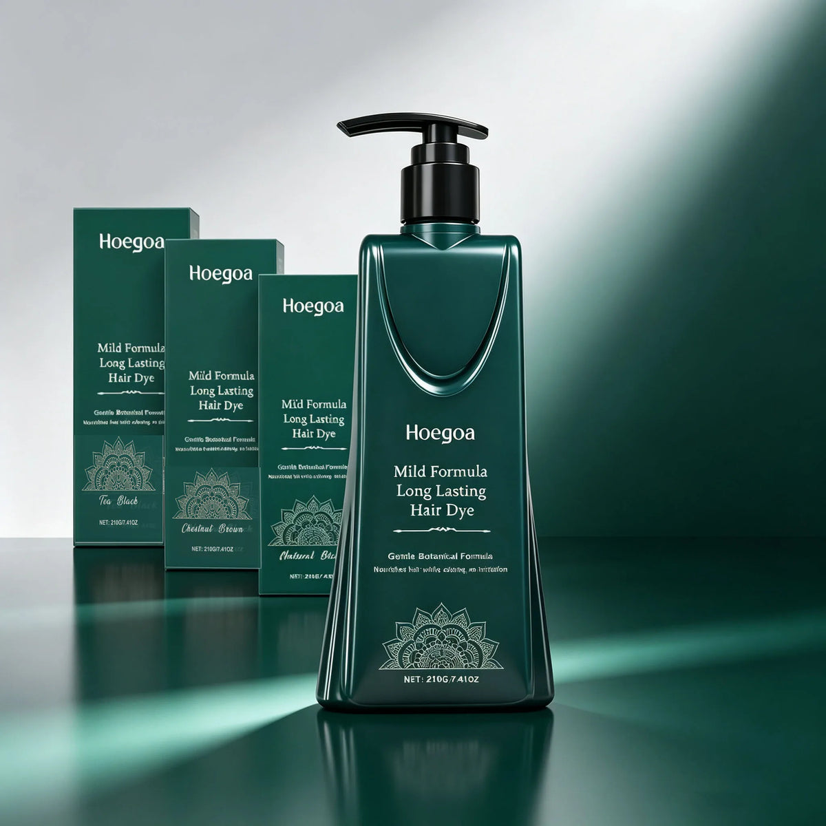 Hoegoa 210g Mild Botanical Hair Dye – Long-Lasting Nourishing Color Pump