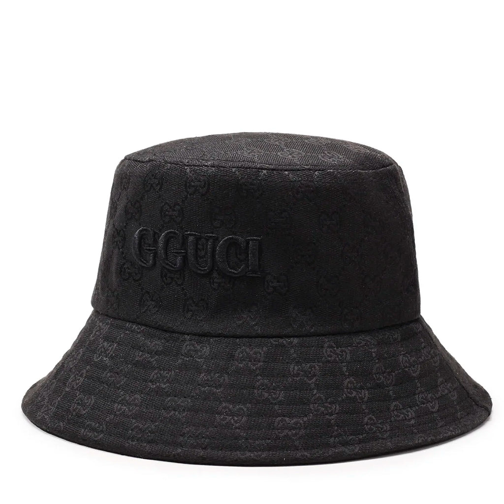 Luxury Monogram Jacquard Bucket Hat – 3D Embroidered Sun Fisherman Cap