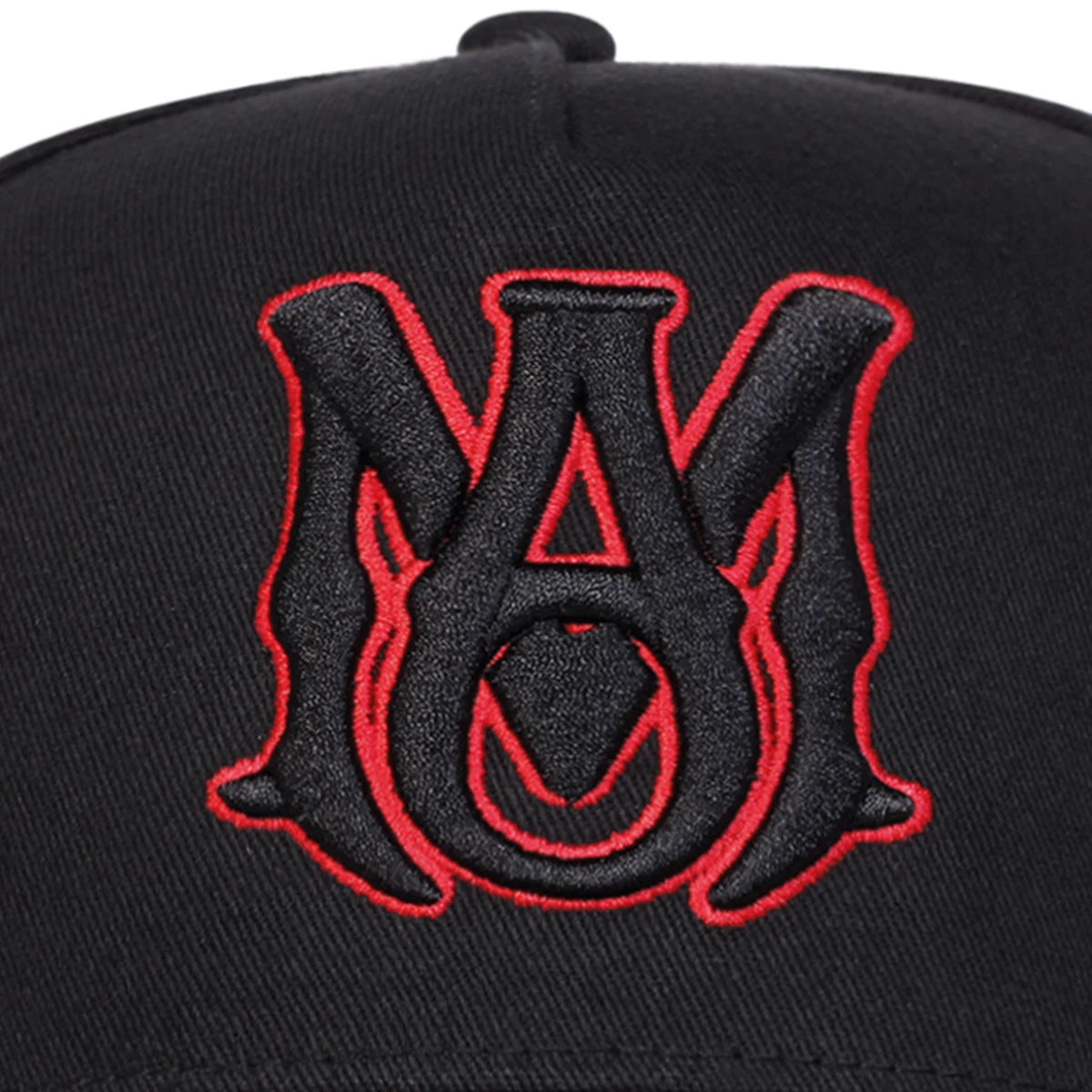 Gothic Monogram Embroidered Baseball Cap – Red Outline Streetwear Hat