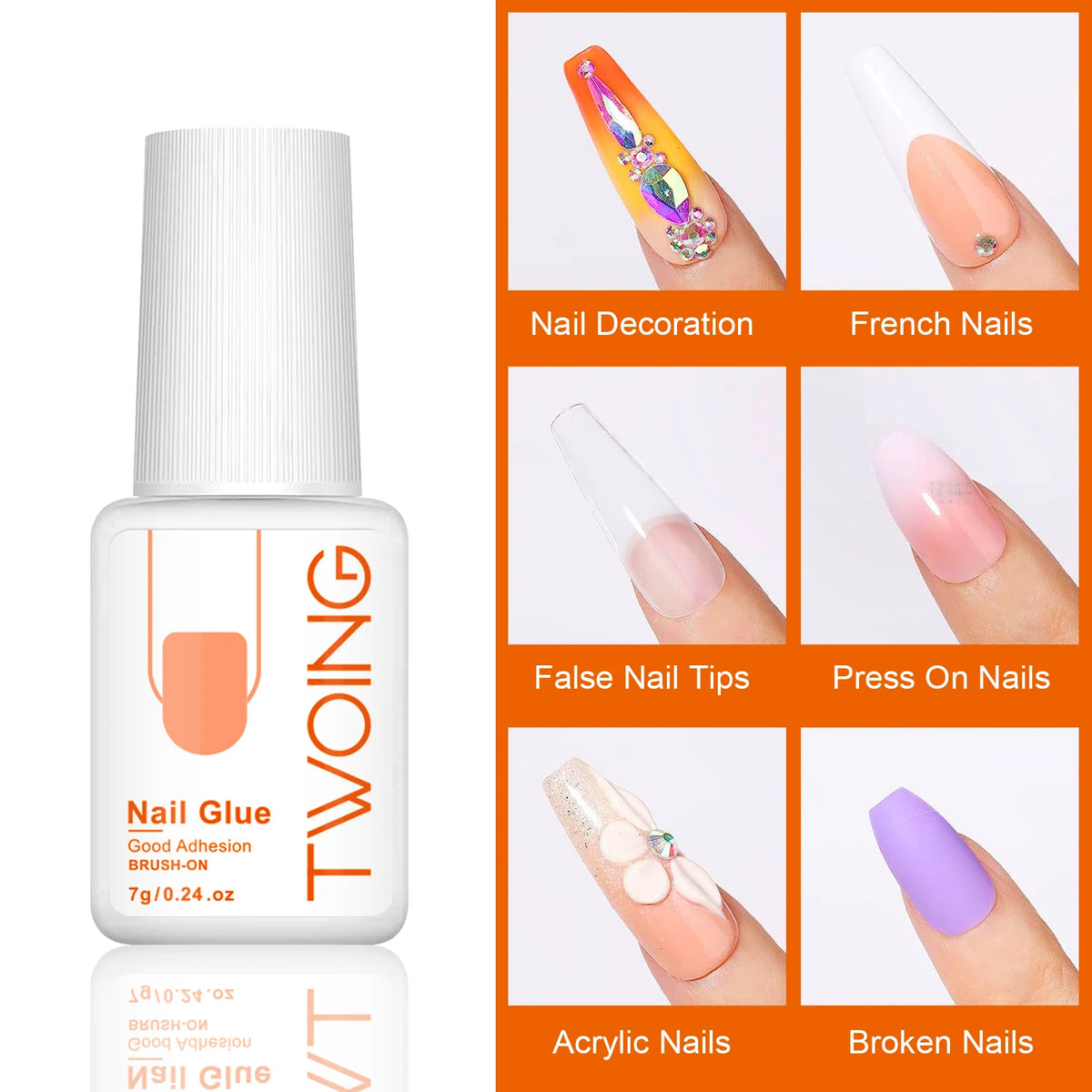 TWOING Brush-On Nail Glue | Glue & Debonder Set Option