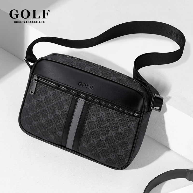 GOLF Men’s Monogram Crossbody Bag – Compact Leather Messenger Shoulder Bag