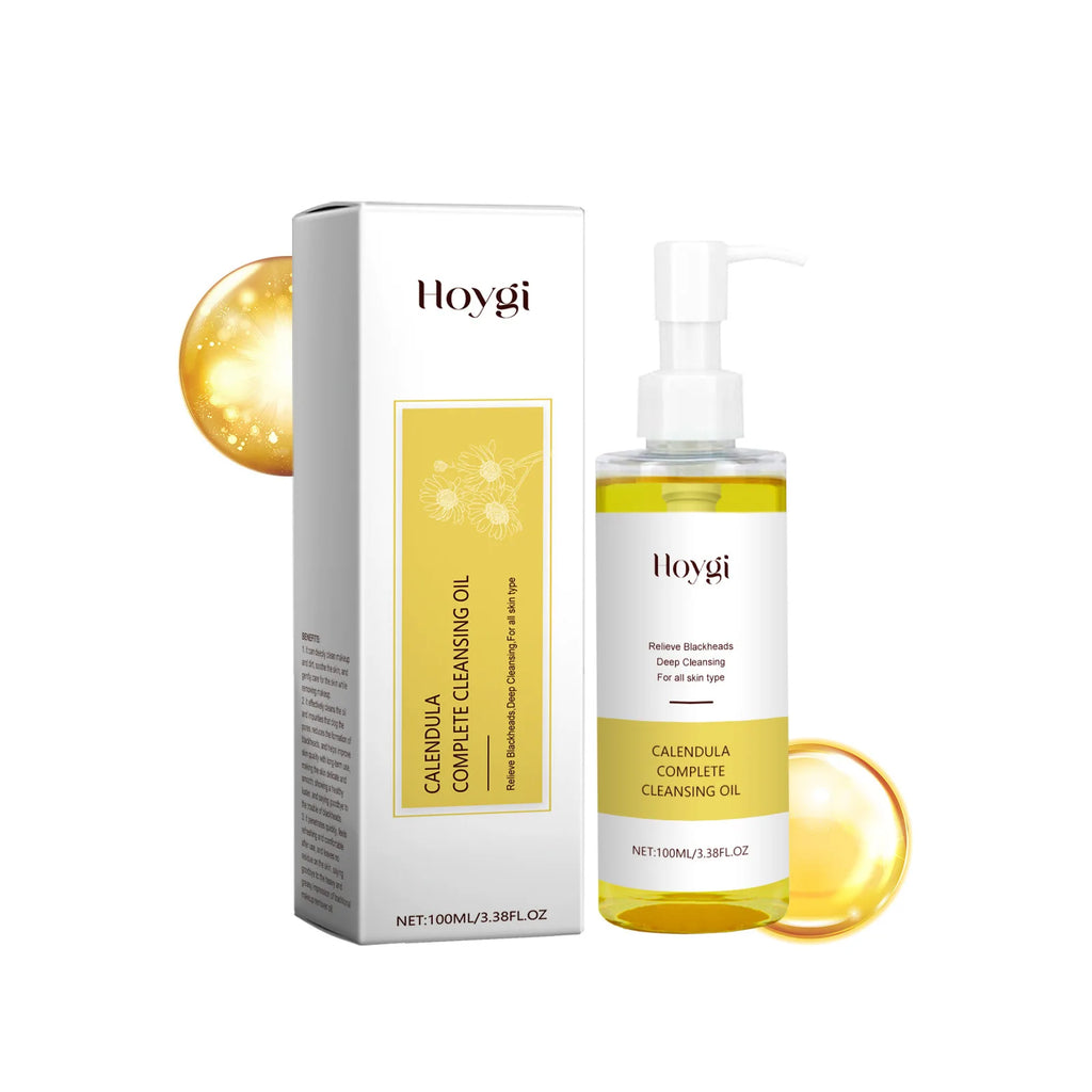 Hoygi Calendula Complete Cleansing Oil – Gentle Makeup Remover & Pore Purifying Blackhead Cleanser (100ml)