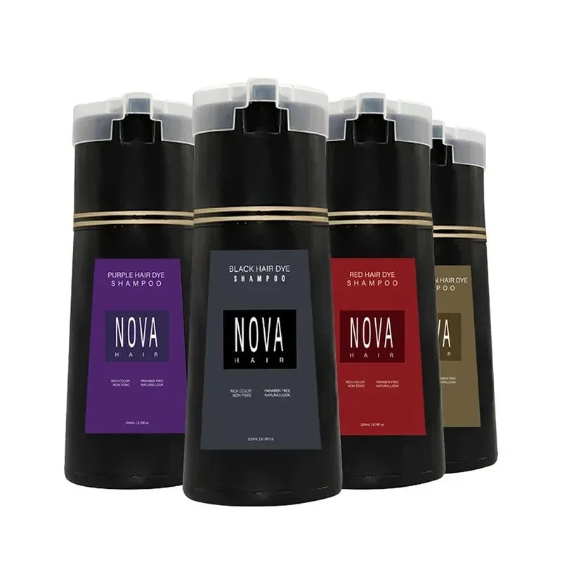 NOVA HAIR 200ml Herbal Hair Colouring Shampoo – Instant Gray Hair Coverage & Natural Shine