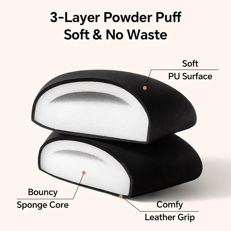 Complete Flawless Foundation Kit - Flat Top Brush, 3-Layer Puff with Case, and Stainless Steel Mixing Palette