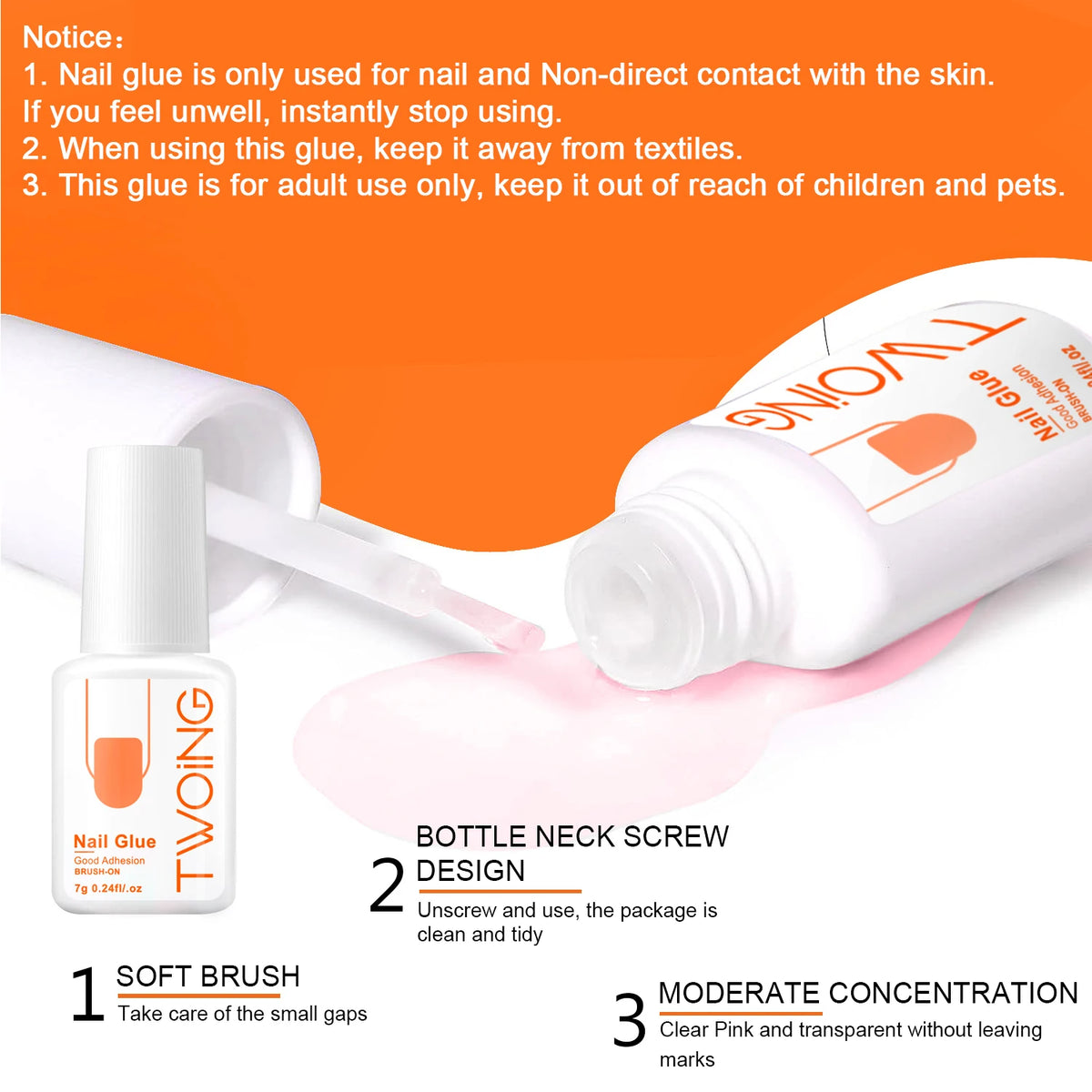TWOING Brush-On Nail Glue | Glue & Debonder Set Option