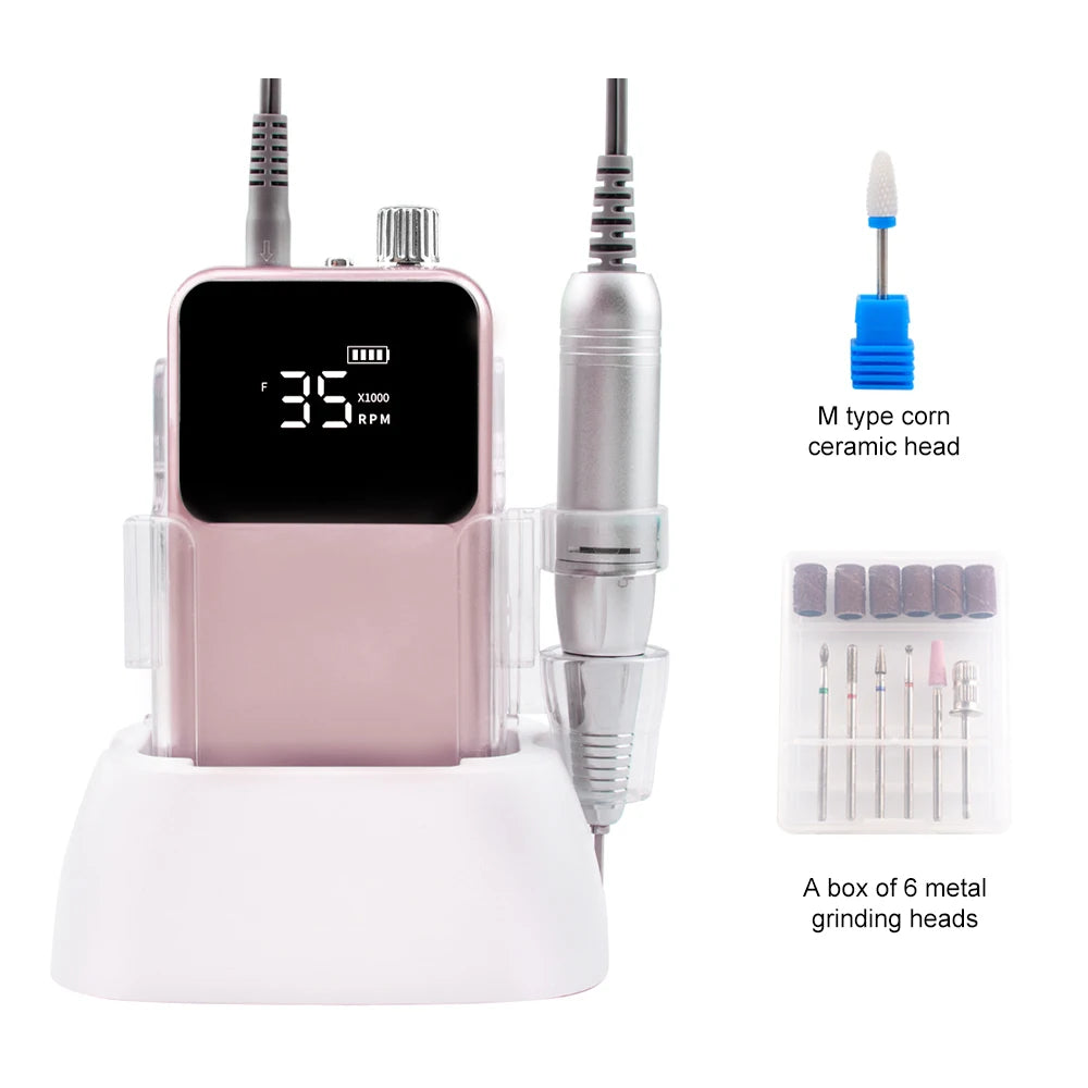 Strong 207B Nail Drill Machine Set - 35,000 RPM Micro Motor