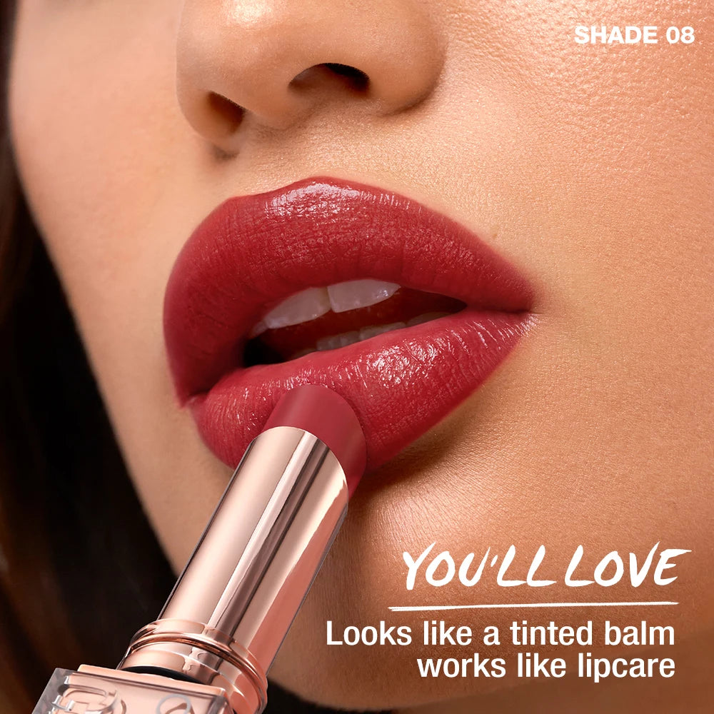 O.TWO.O Iconic Color Satin Lipstick | Long-Lasting Hydrating Tinted Lip Balm & Moisture Lipcare
