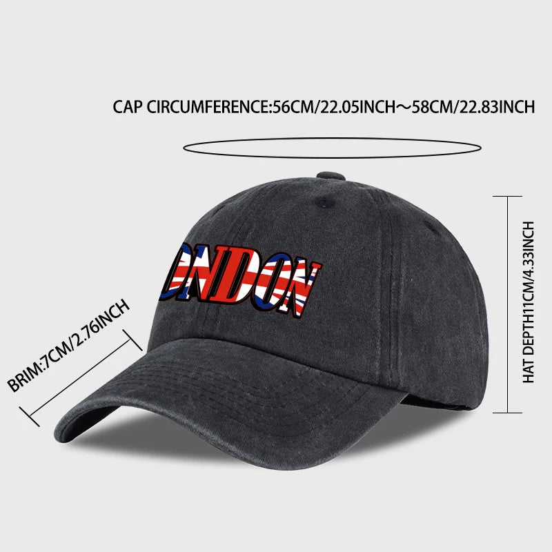 Vintage Washed Cotton London Union Jack Baseball Cap – Unisex Streetwear Dad Hat