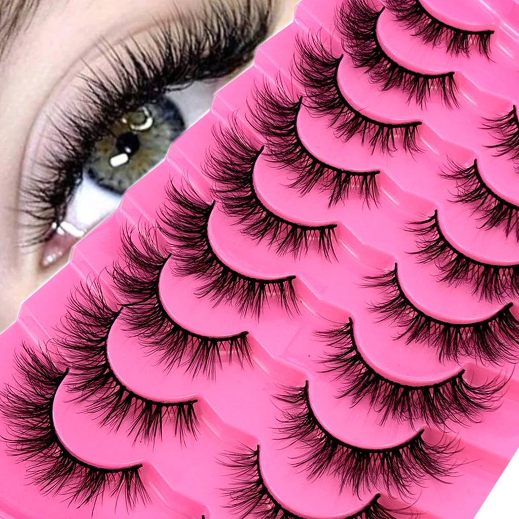 AMSDEN® 10 Pairs Dramatic Volume Faux Mink Eyelashes - Fluffy & Wispy False Lashes Bulk Pack