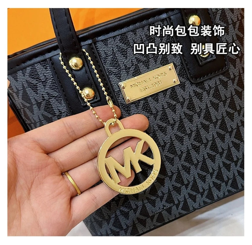 Mini Monogram Bucket Tote Bag with Hanging Medallion Charm & Crossbody Strap