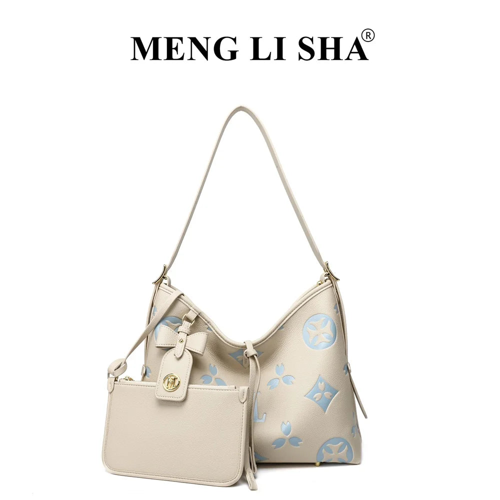 Monogram Slouchy Hobo Shoulder Bag with Matching Zipper Pouch (2-Piece Set)