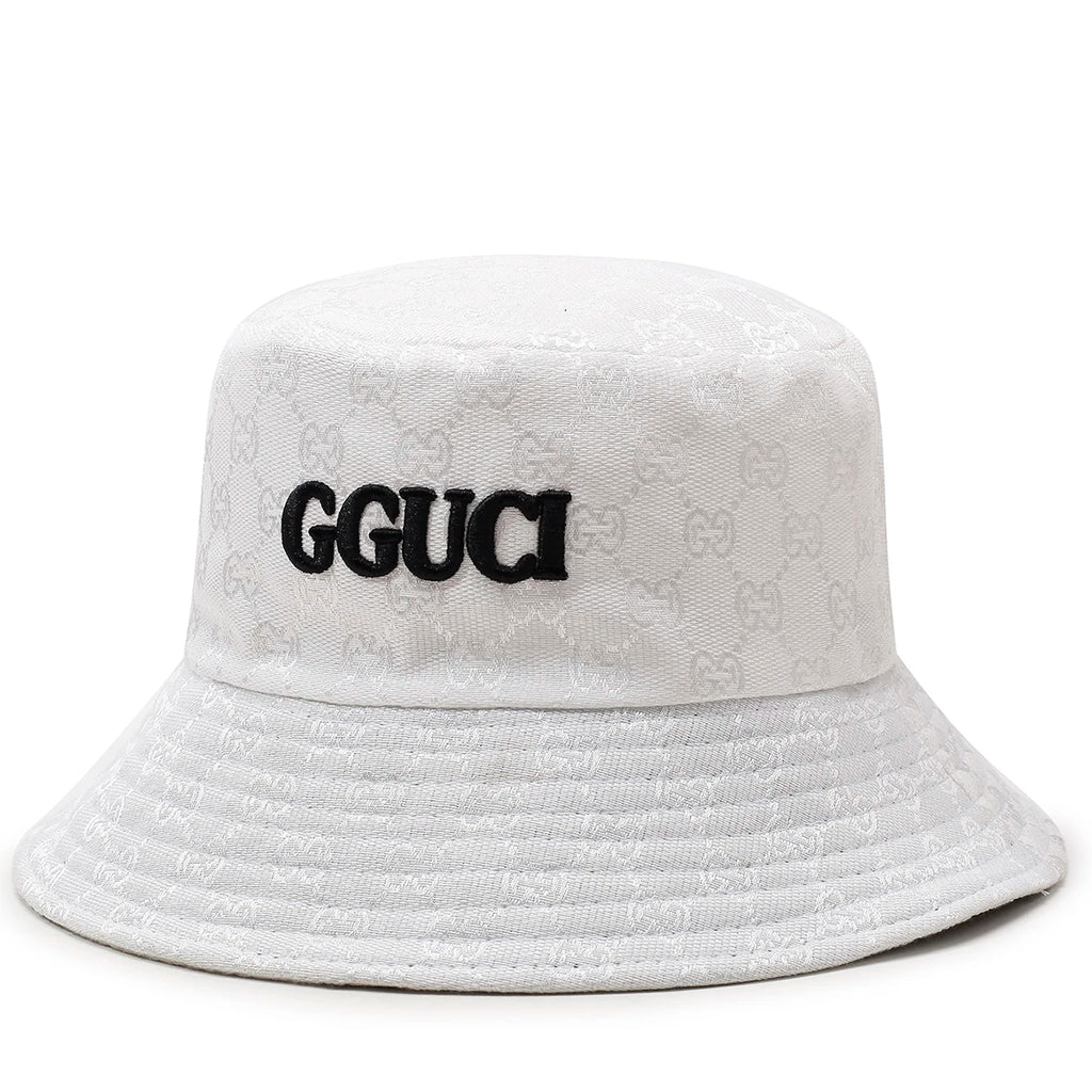 Luxury Monogram Jacquard Bucket Hat – 3D Embroidered Sun Fisherman Cap
