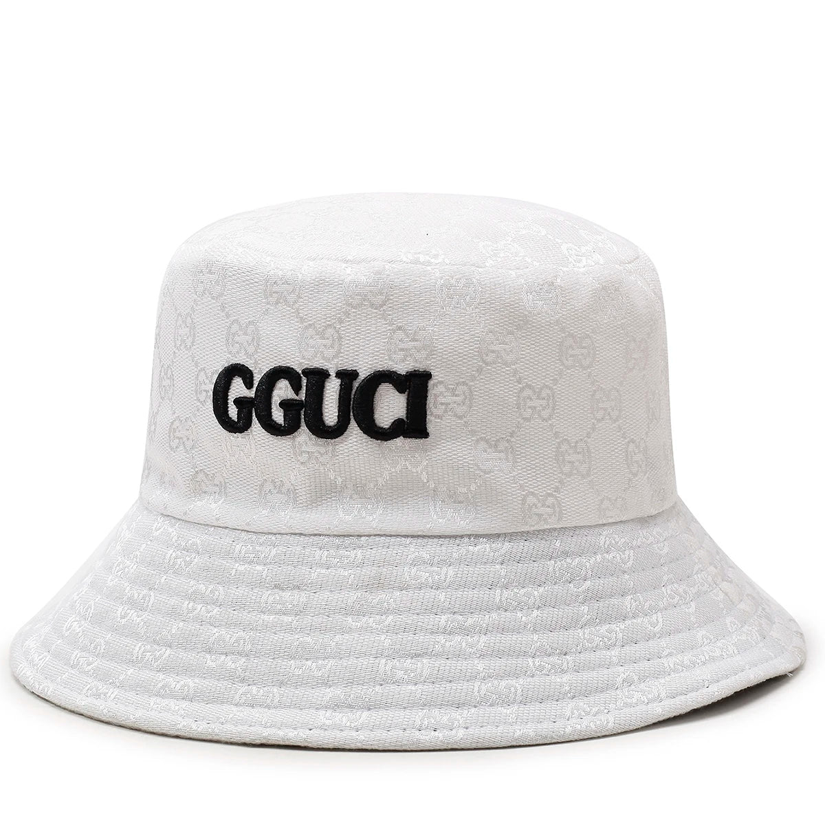 Luxury Monogram Jacquard Bucket Hat – 3D Embroidered Sun Fisherman Cap