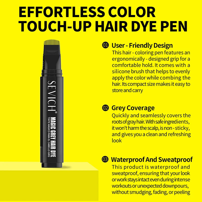 SEVICH Magic Grey Hair Dye Pen (20ml) – Instant Root Touch-Up Brush & Gray Coverage