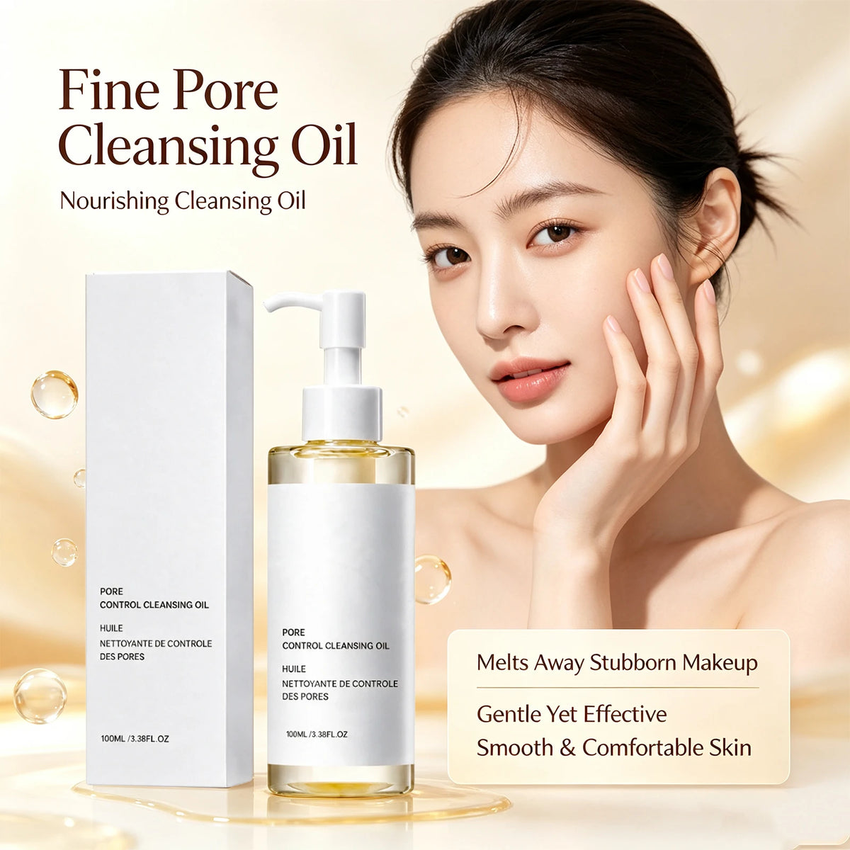Fine Pore Control Cleansing Oil (100ml / 3.38 fl. oz) – Gentle Deep Pore Cleanser & Makeup Remover