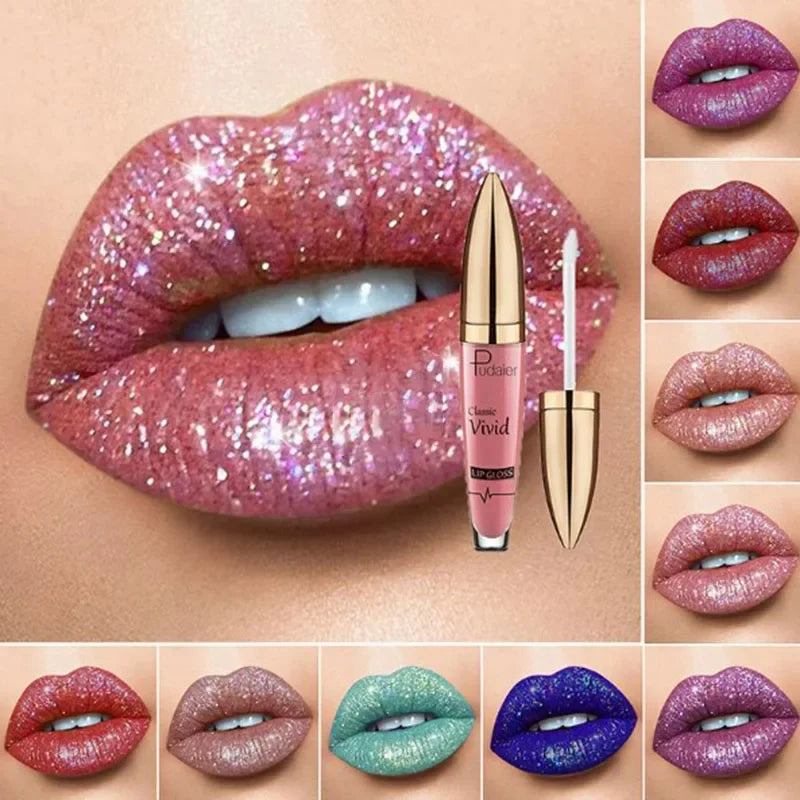 Pudaier Glitter Flip Transforming Liquid Lipstick – Matte to Diamond Shimmer Longwear Lip Gloss