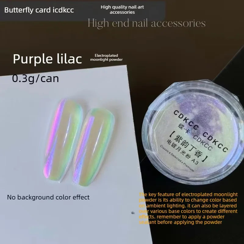 High-Transparency Moonlight Chrome Nail Powder – Icy Aurora Mirror Pigment for Nail Art