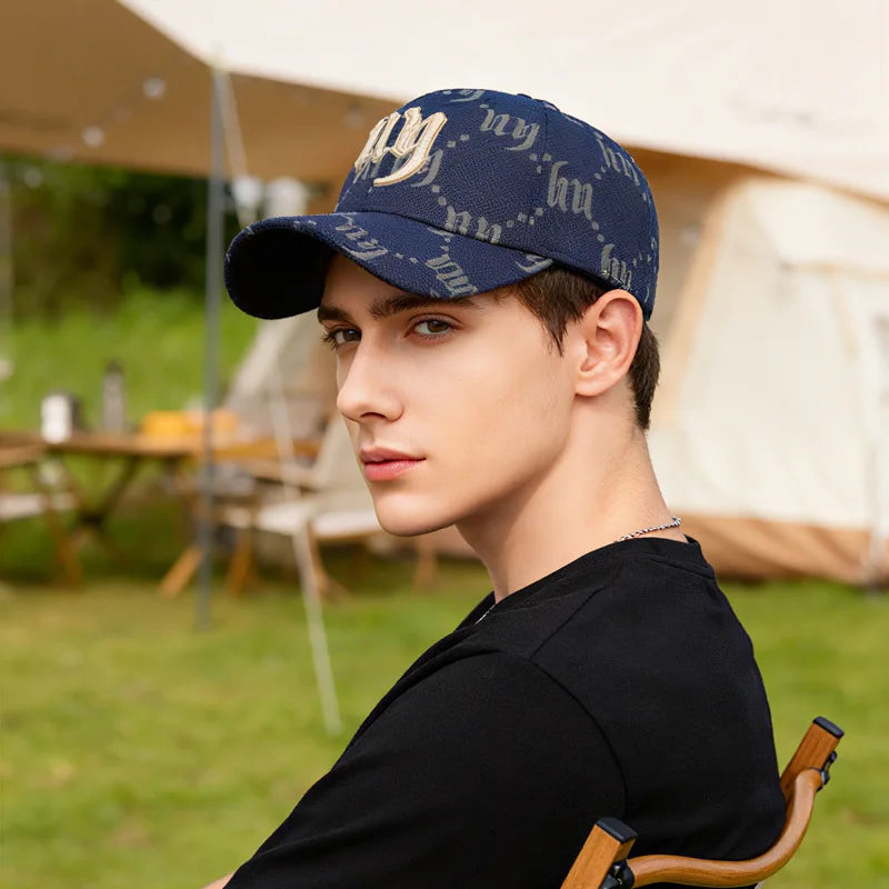 Luxury Monogram Embroidered Baseball Cap – Unisex Gothic Lettering Streetwear Dad Hat