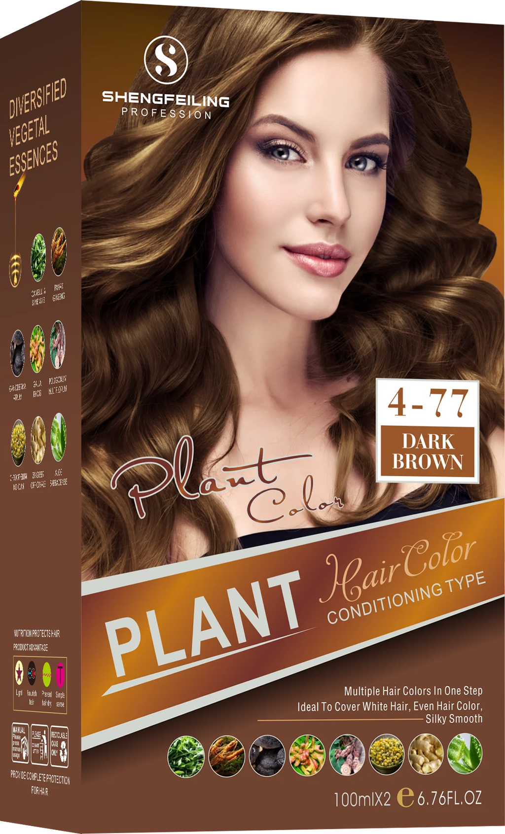 SHENGFEILING 8-in-1 Herbal Conditioning Hair Color Kit (200ml) – 100% Gray Coverage Botanical Hair Dye