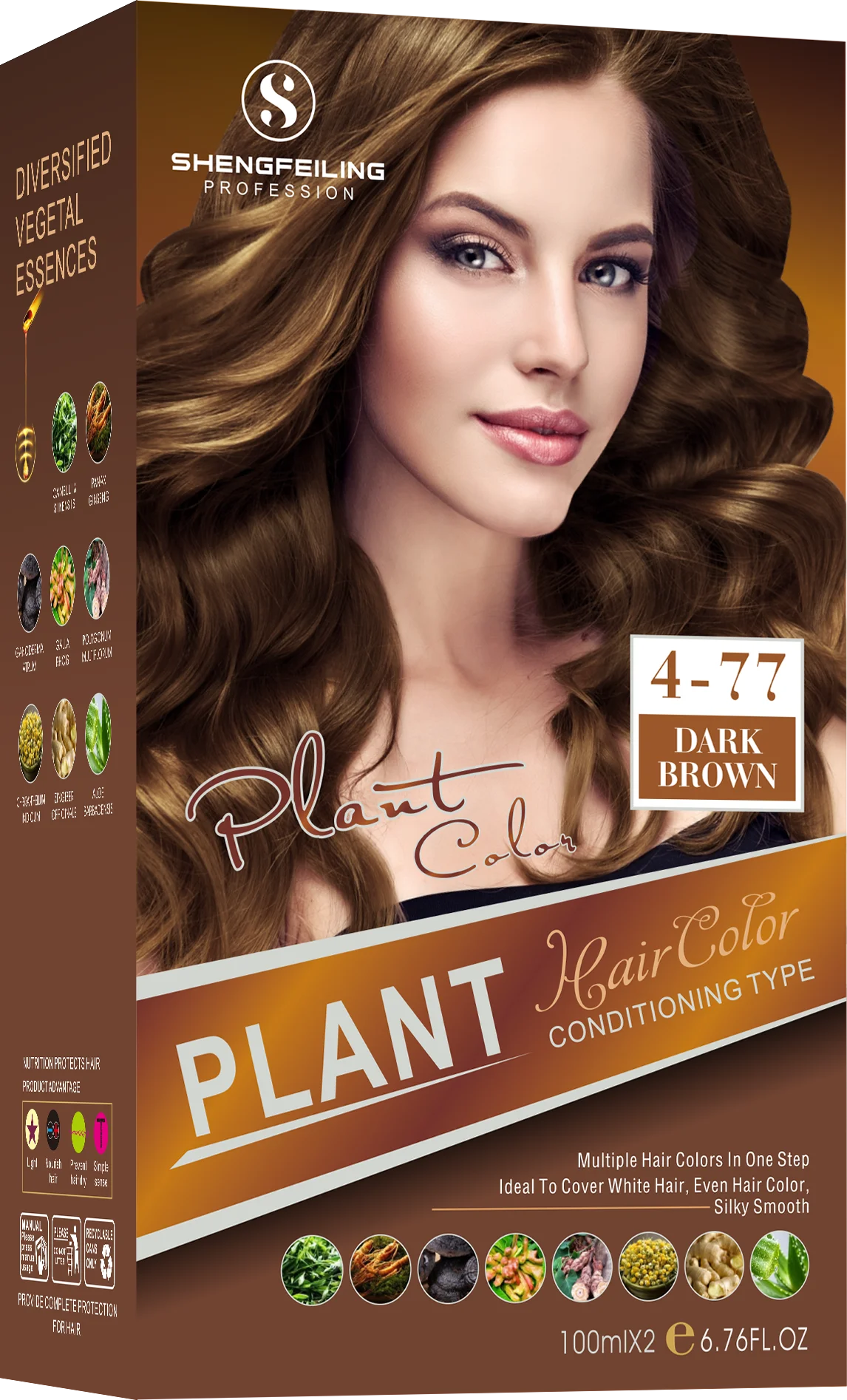 SHENGFEILING 8-in-1 Herbal Conditioning Hair Color Kit (200ml) – 100% Gray Coverage Botanical Hair Dye