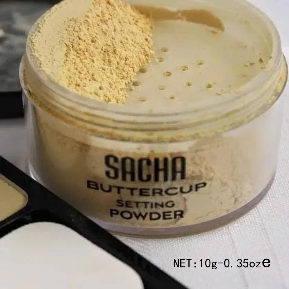 SACHA Buttercup Setting Powder (10g) – Matte Loose Finishing Powder for Baking, Oil Control & Flash-Friendly Complexion
