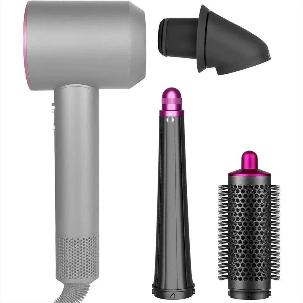 Multi-Function Hair Dryer Adapter Set – Airwrap Barrel, Volumizing Round Brush & 360° Magnetic Adapter