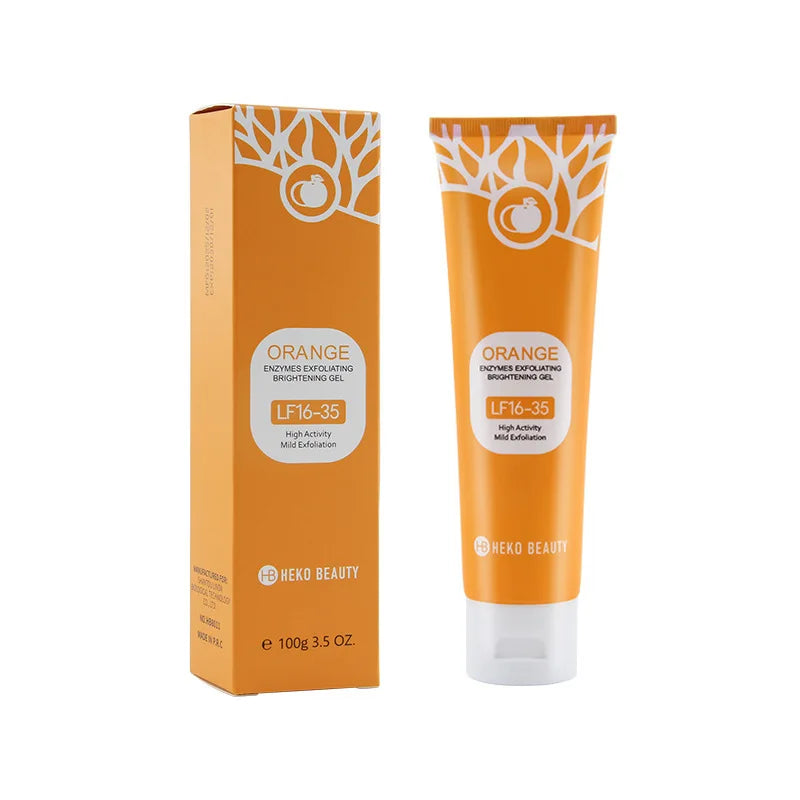 Heko Beauty Orange Enzymes Exfoliating Brightening Gel – Gentle Peeling Gel Face & Body Scrub with Vitamin C & Hyaluronic Acid