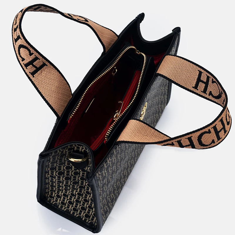 CH Monogram Mini Tote Bag with Wide Jacquard Crossbody Strap