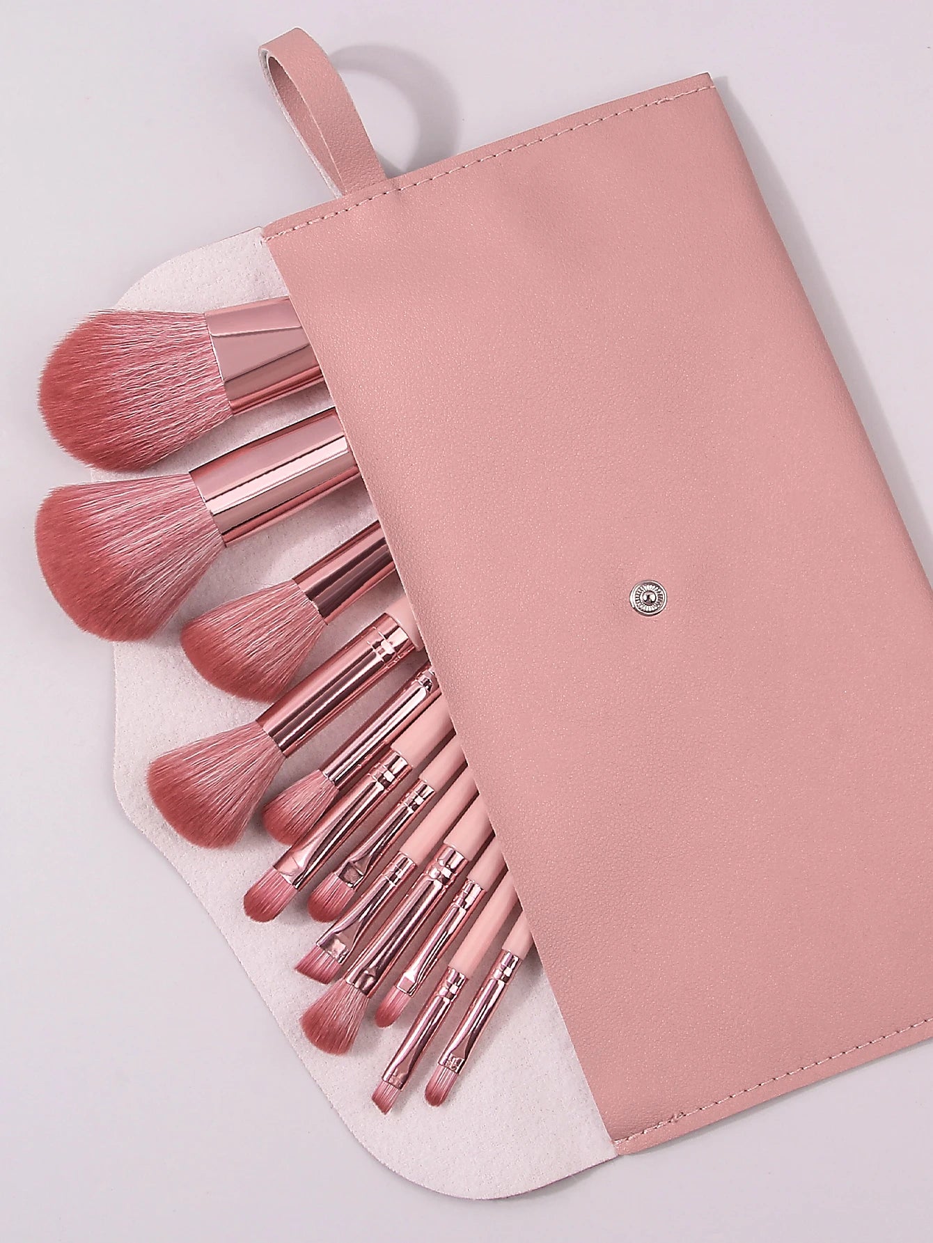 13-Piece Premium Makeup Brush Set with Luxury Travel Pouch – Rose Pink