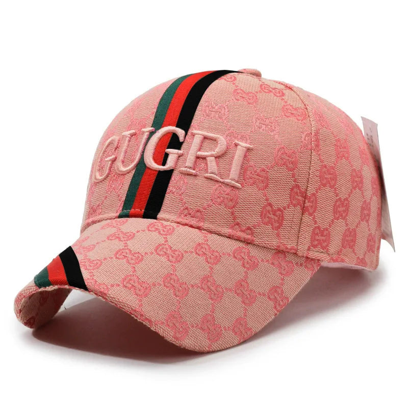 Designer Monogram Striped Baseball Cap – Unisex 3D Embroidered Luxury Streetwear Hat