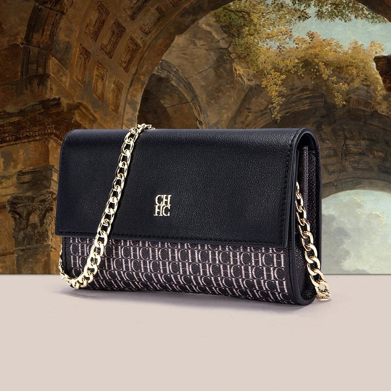 CH Monogram Flap Chain Wallet Crossbody Bag