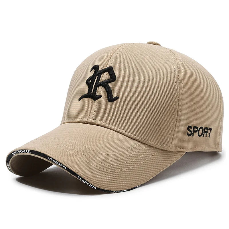 Gothic Letter R Embroidered Baseball Cap – Sport Luxe Curved Brim Hat
