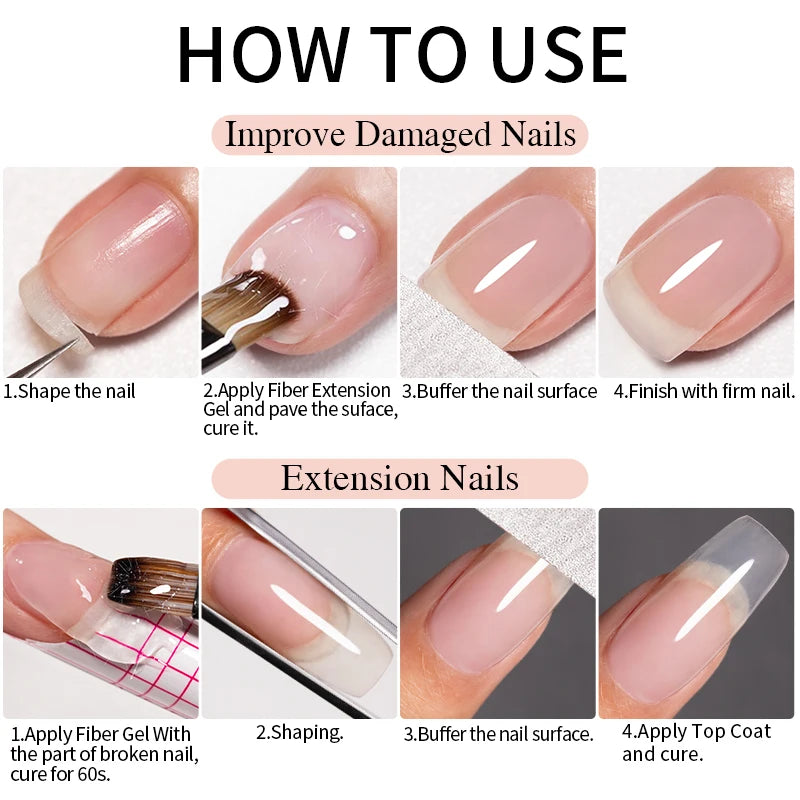 4-in-1 Fiberglass Nail Extension Gel – Clear Builder Gel for Broken Nail Repair & Natural Nail Reinforcement (100g)