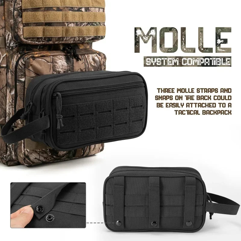 Tactical Travel Toiletry Bag – Water-Resistant MOLLE Dop Kit with Wet & Dry Separation