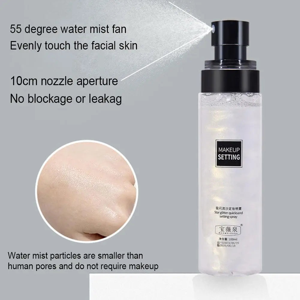 Star Glitter Quicksand Makeup Setting Spray - 100ml Matte Finish & Long-Lasting Mist